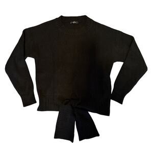 All Wrapped Up Tie Front Knit Sweater in Black, Women's Size L